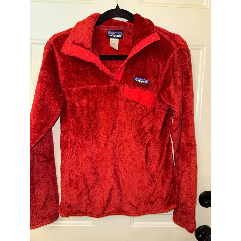 Patagonia Womens Re-Tool Snap-T Pullover Red Polartec Fleece Jacket Size S